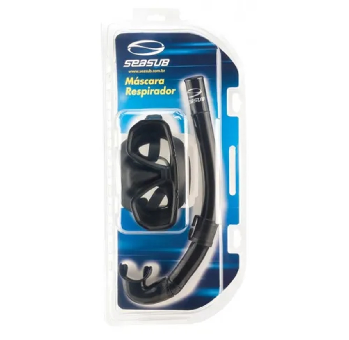 Kit Mergulho Dua Mascara Preta Snorkel Pesca Sub Seasub - Imagem 2